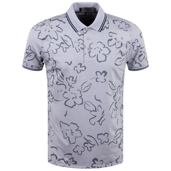 G/FORE Floral Watercolour Polo Light Heather Grey - Picture 1 of 6